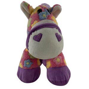 Dan Dee Collectors Choice Plush Horse 14" Pink Floral Pattern Purple Hooves Soft
